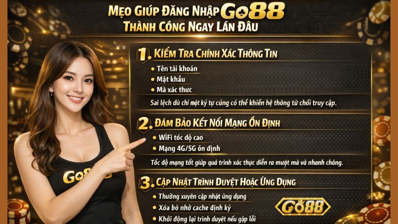 Mẹo Giúp Đăng Nhập Go88 Thành Công Ngay Lần Đầu